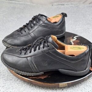 Born Mens Leather Comfort Casual Shoes Black Lace Up Sneakers SZ 10.5 M/W M3218